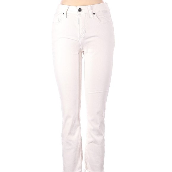 0293 Lauren Conrad white jeans with fringe hem Sz 4 - Picture 1 of 8